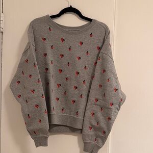 & Other Stories Gray and Red Floral Sweater